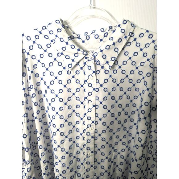 ALEXIS X Target Mini Dress Plus White Blue Dot Tulip Sleeve Eyelet Shirt 4X NWOT - Picture 4 of 12